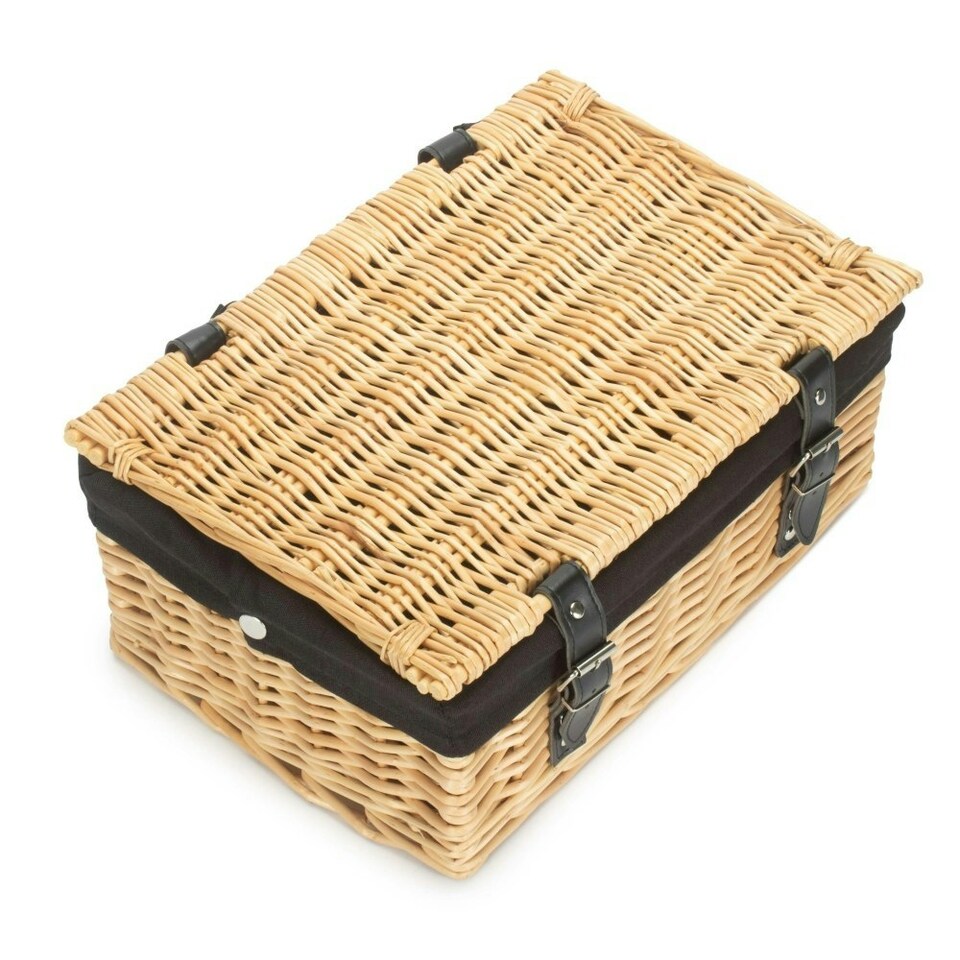 image 1 of 36cm Buff Wicker Empty Picnic Basket Black | Black | One Size