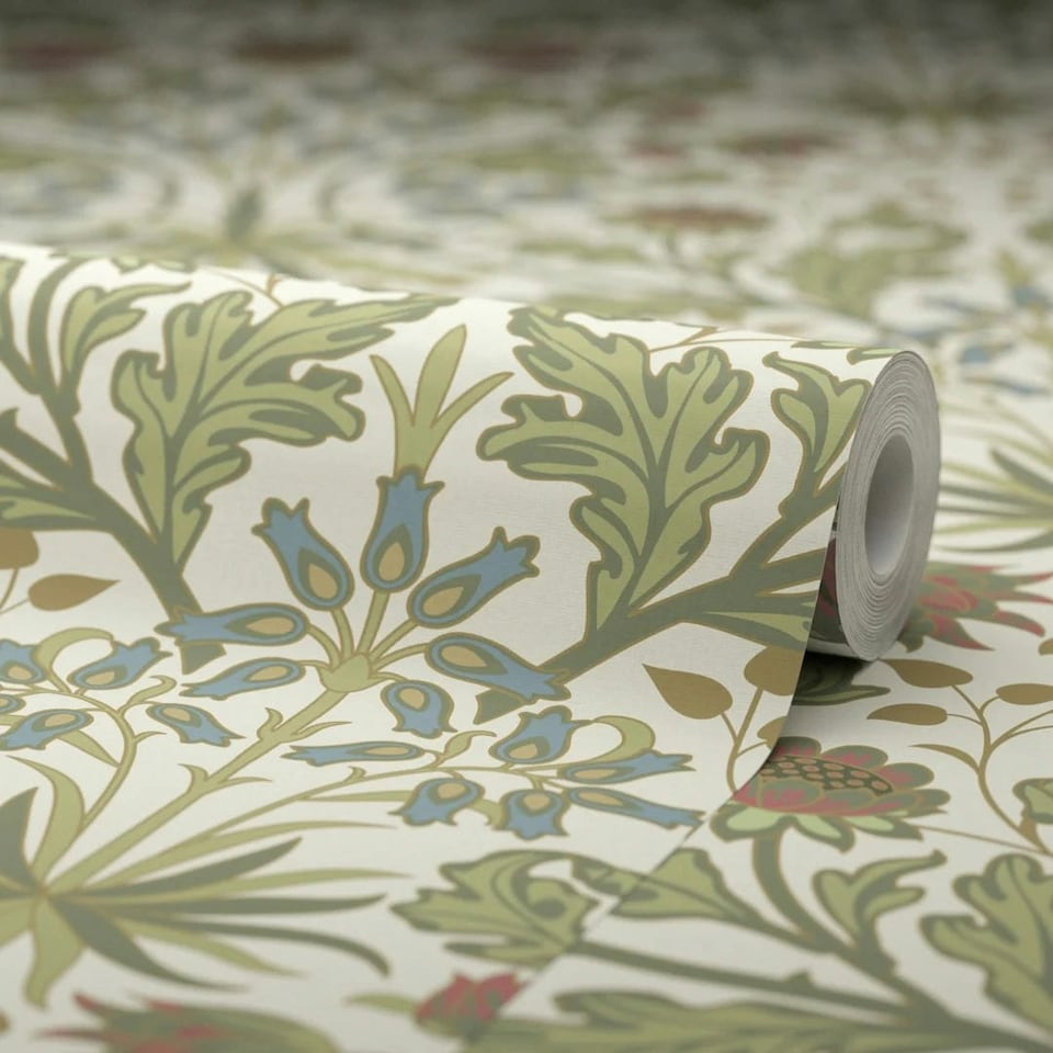 image 1 of Tulip Trellis Wallpaper in Cream Multi