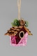 image 4 of Pink Burgundy Birdhouse 10x11cm - Christmas Tree Hanging Decorations Ornaments Fairy Tale Themed
