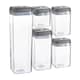 image 1 of Argon Tableware 5pc Food Storage Containers Set - Grey Airtight Plastic Storage Pantry Food Organiser with Flip Lock Lid 4 Sizes