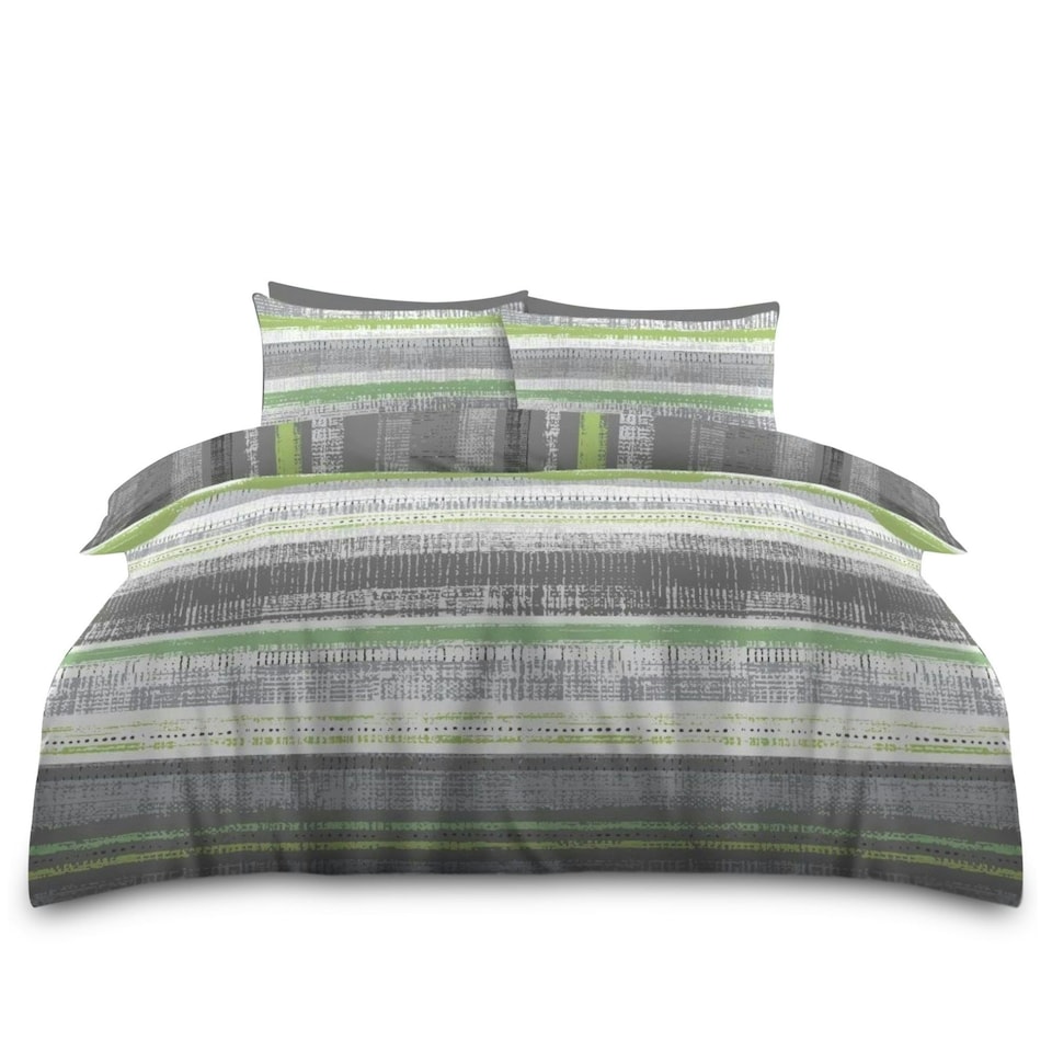 image 1 of VELVETIO Ezra Stripe Complete Duvet Cover Set with Fitted Sheet Cosy Quilt Coverlet Multi | King