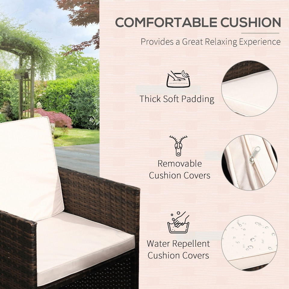 image 1 of Outsunny 11PC Garden Rattan Dining Set Cushion Patio Table Chair Conservatory