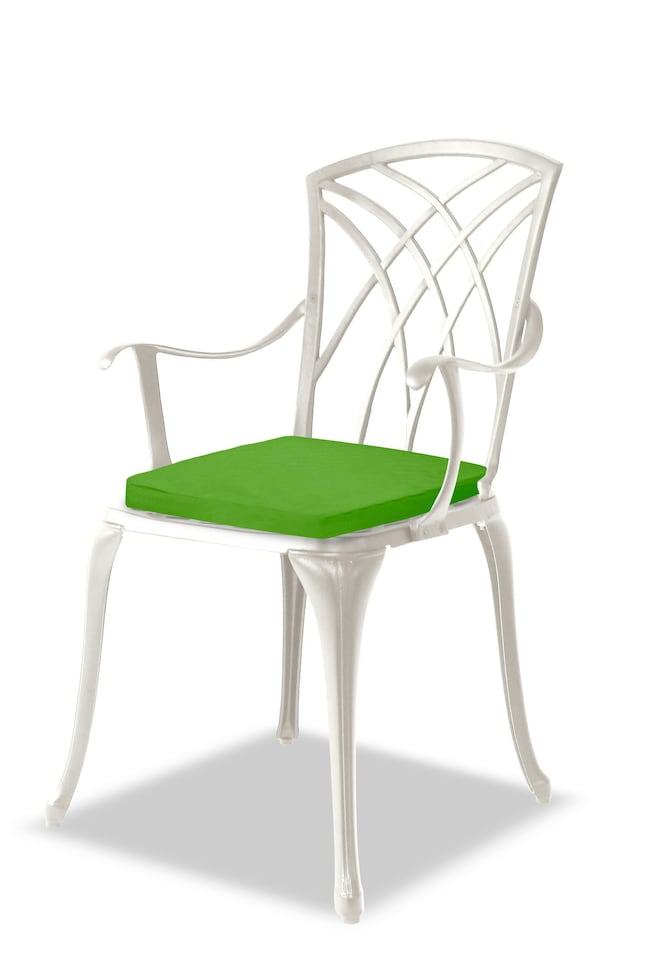 image 1 of Centurion Supports OSHOWA Luxurious Garden and Patio Table and 2 Large Chairs with Armrests Cast Aluminium Bistro Set - White with Green Cushions