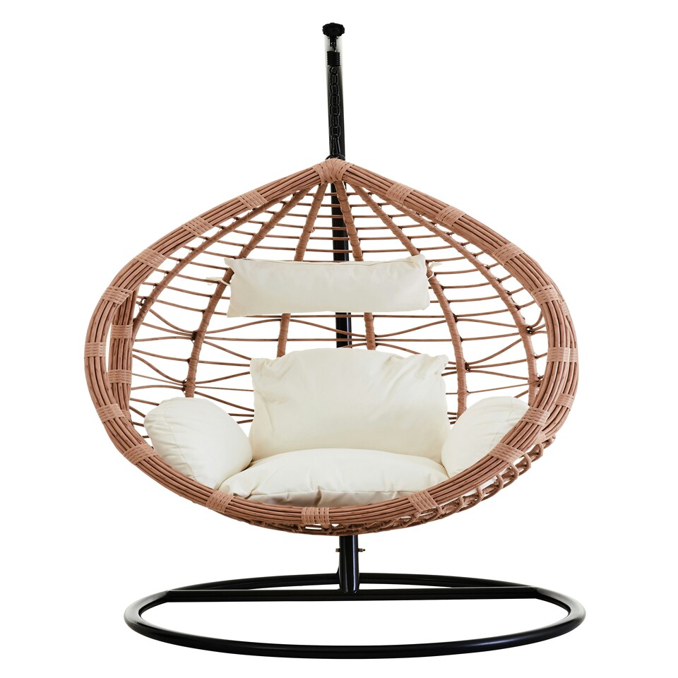 image 1 of Interiors by Premier Stable Natural Rattan Effect Hanging Chair, Stylish Lounge Chaiir, Versatile Garden Chair, Stable Lawn Chair