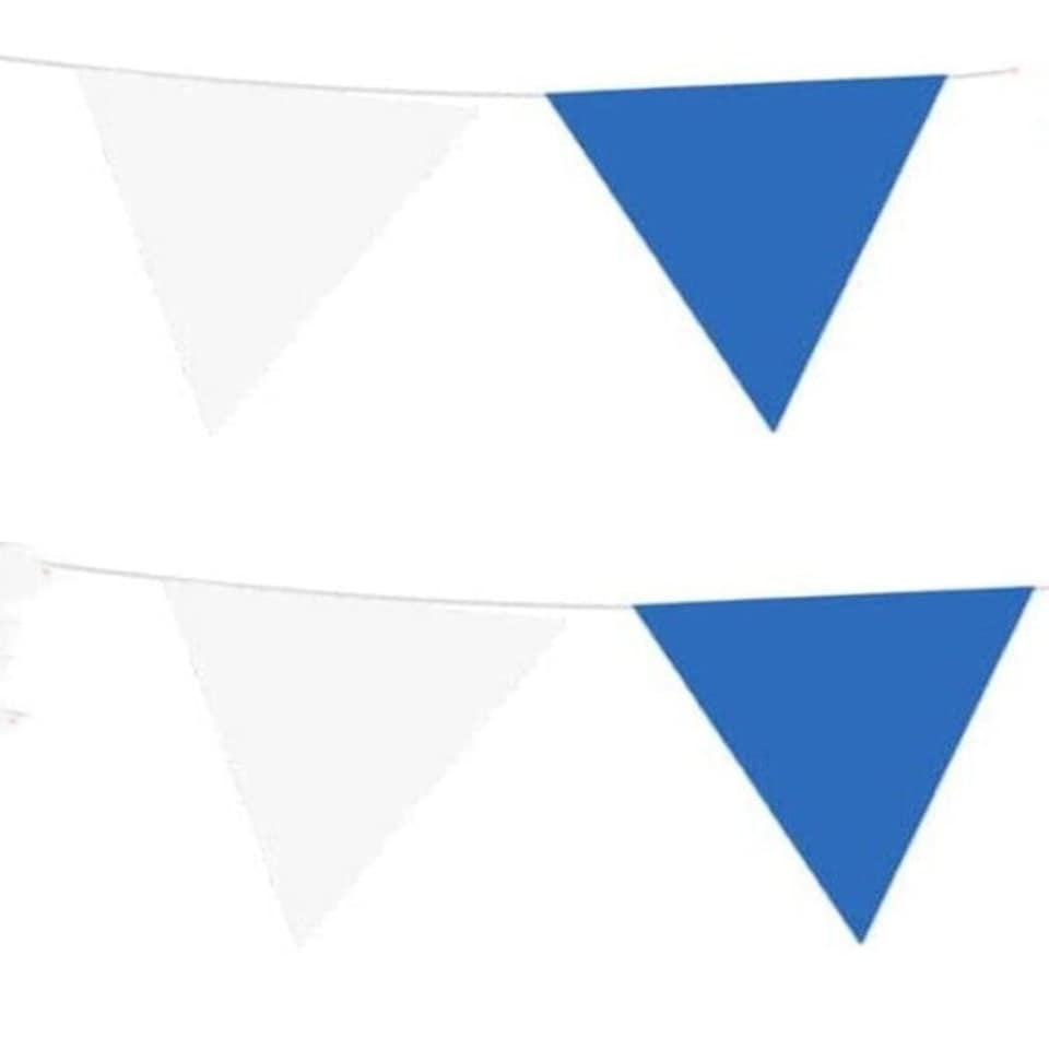 White Blue Alternate Party Bunting 10m with 20 Pennants