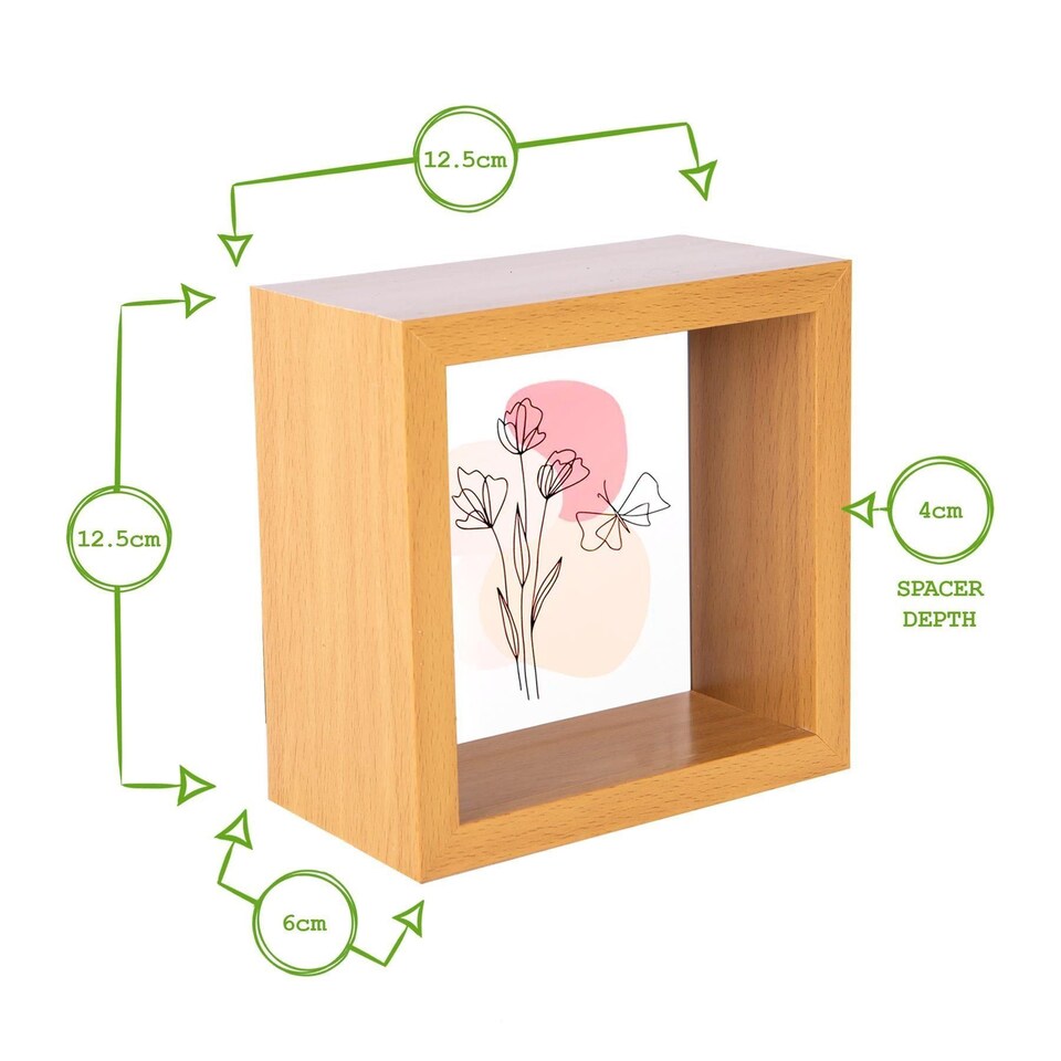 image 1 of Nicola Spring 3D Deep Box Photo Frame - 4 x 4" - Black