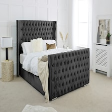 Meila Plush Double Bed Frame - Black
