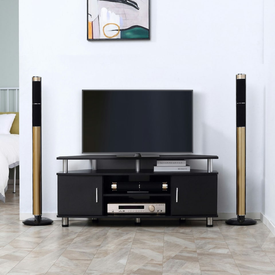 image 1 of HOMCOM TV Unit Cabinet with Storage Shelves and Cupboard Center