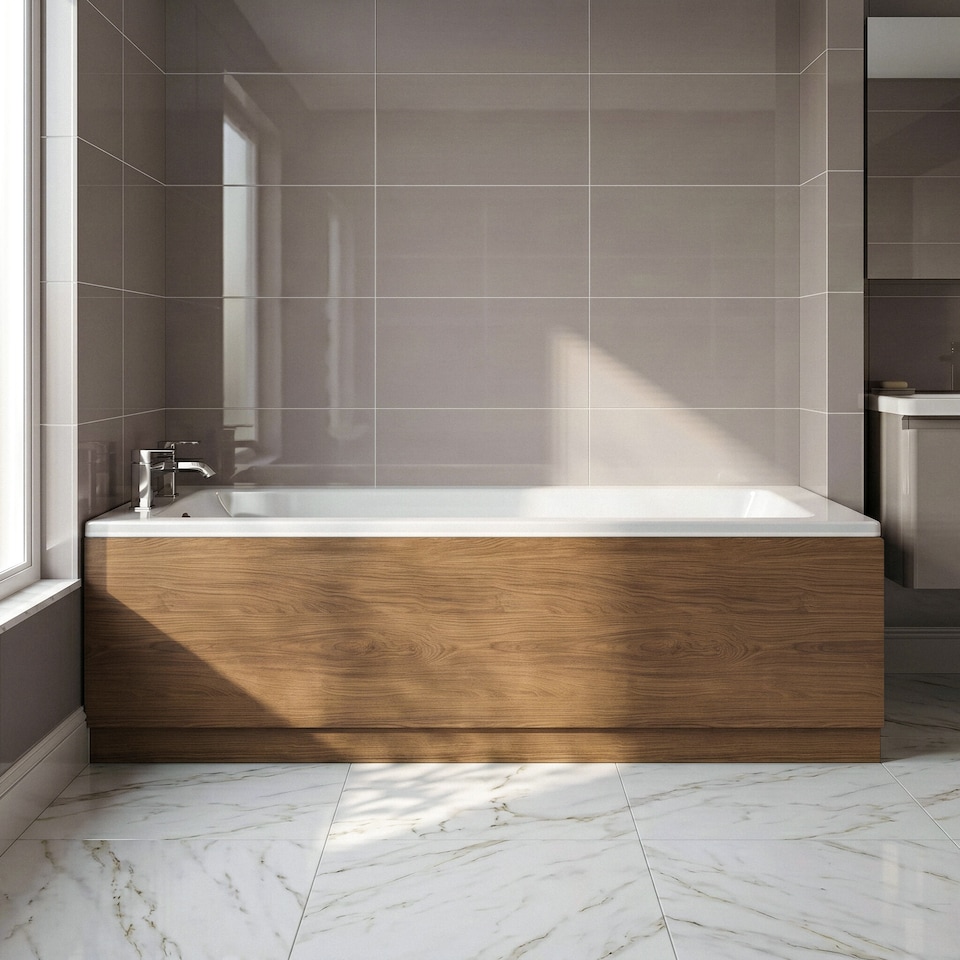 image 1 of Balterley Straight Bath Front Panel and Plinth - Antique Oak