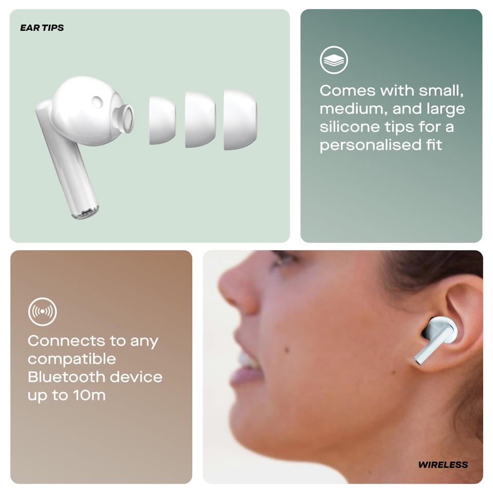 image 1 of Daewoo Air Buds True Wireless Bluetooth In-Ear Earbuds - White