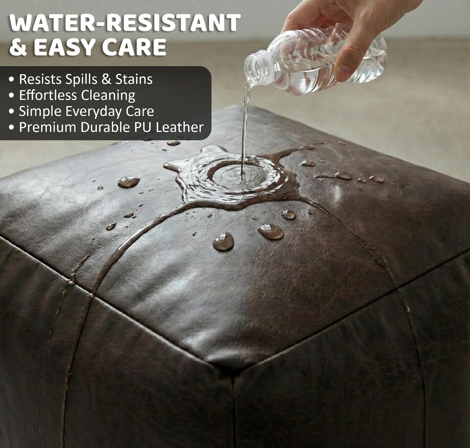image 1 of Cube Shape PU Leather Footstool Bean Bag (Chocolate,40x40x40cm)