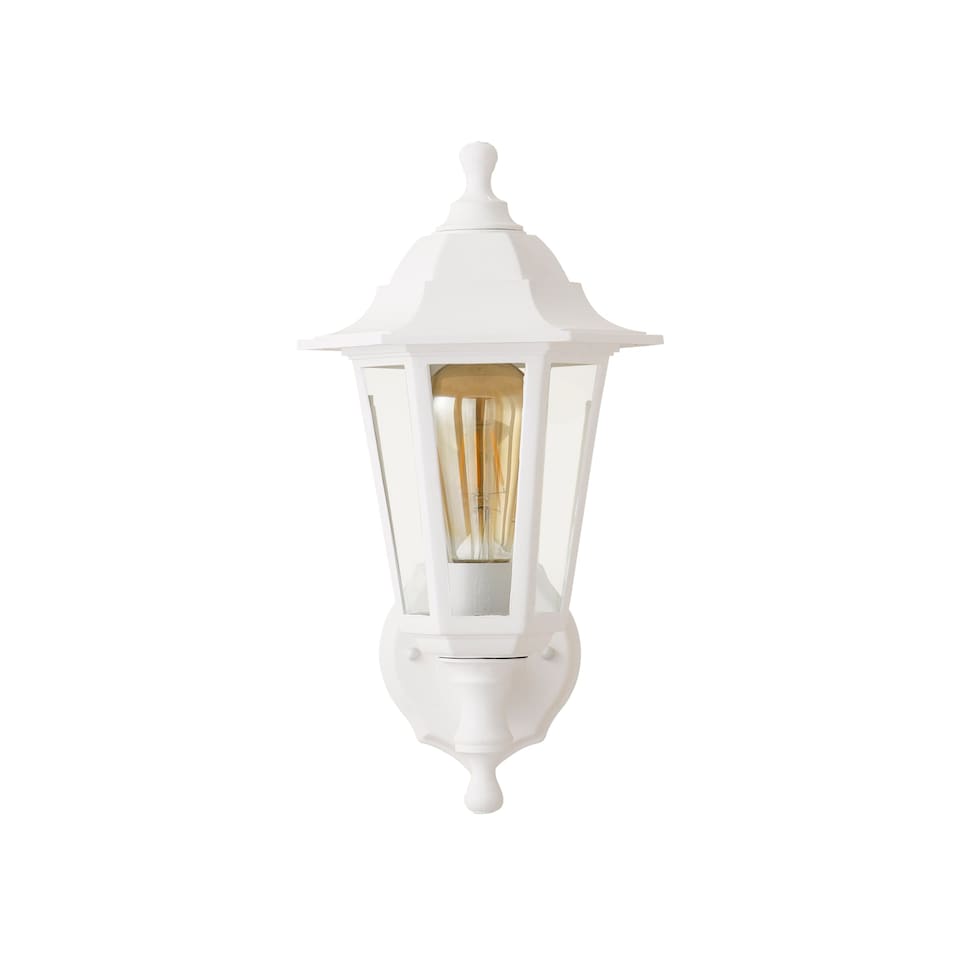 image 1 of ValueLights Traditional Style White Outdoor Security IP44 Rated Wall Light Lantern | White