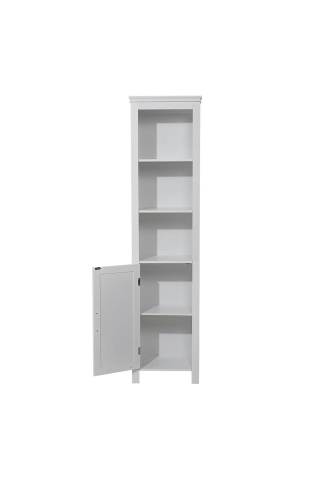 image 1 of Living and Home Rustic & 3 Shelves Freestanding Bathroom Tall Cabinet - White