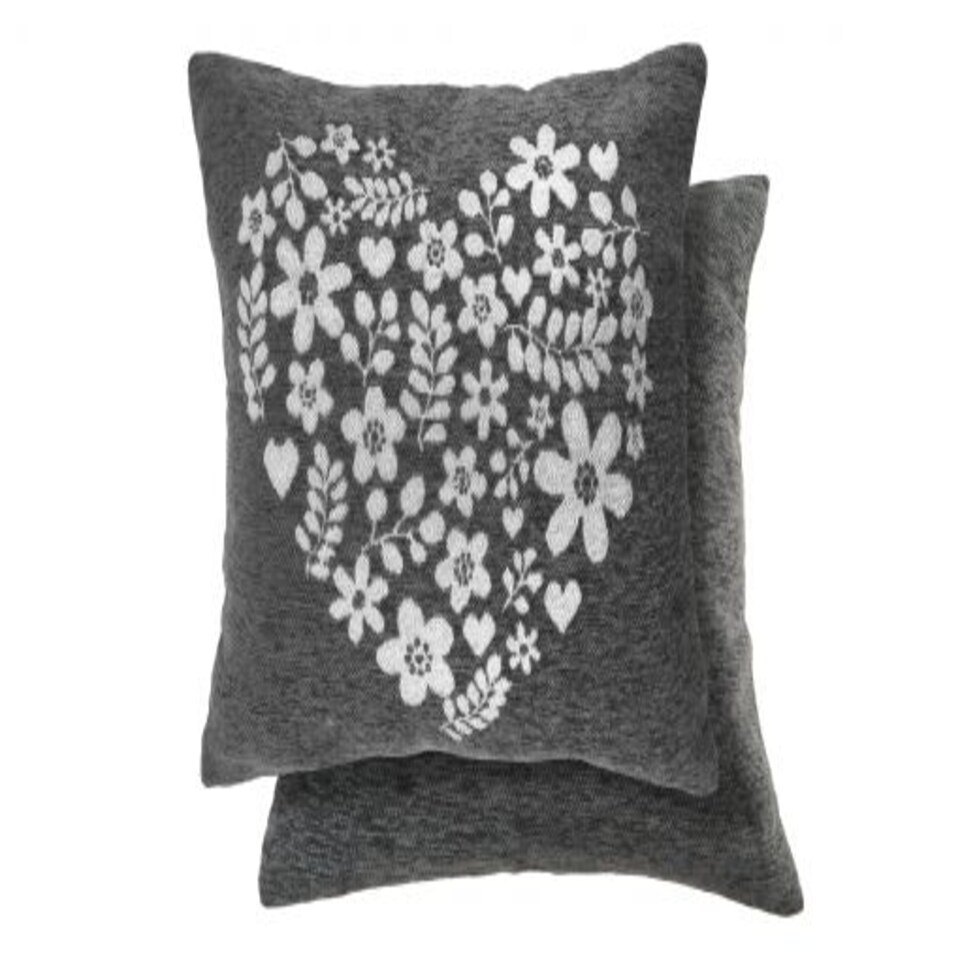 image 1 of Love Heart Cushion Cover Charcoal Grey | Grey