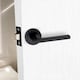 image 3 of Golden Grace Leon Design Door Handles Set on Round Rose in Matt Black Finish with 64mm 3 Lever Mortise Lock and Key Hole Black