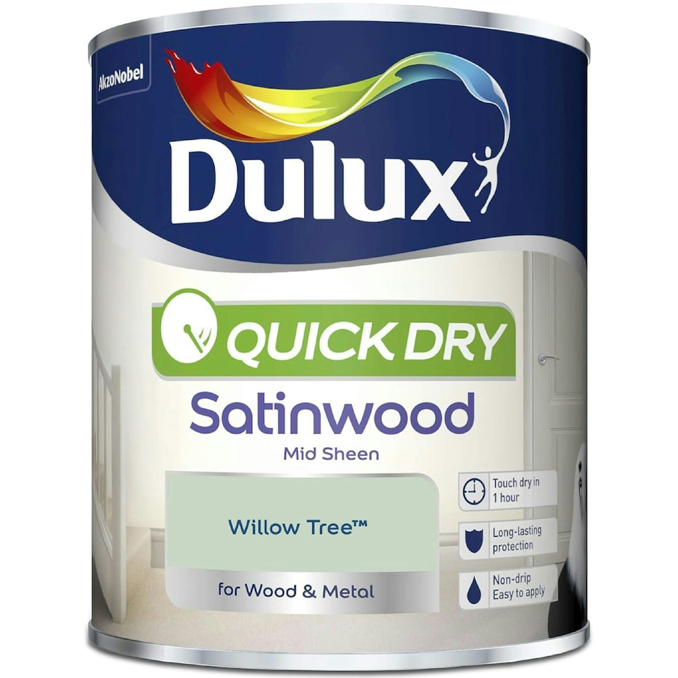 image 1 of Dulux Quick Dry Satinwood Paint - Willow Tree 750ml