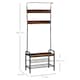 image 5 of HOMCOM Coat Rack Stand Industrial hallway Shoe Rack Removable Hooks Metal Wood Hangers Storage Cabinet Rustic Brown