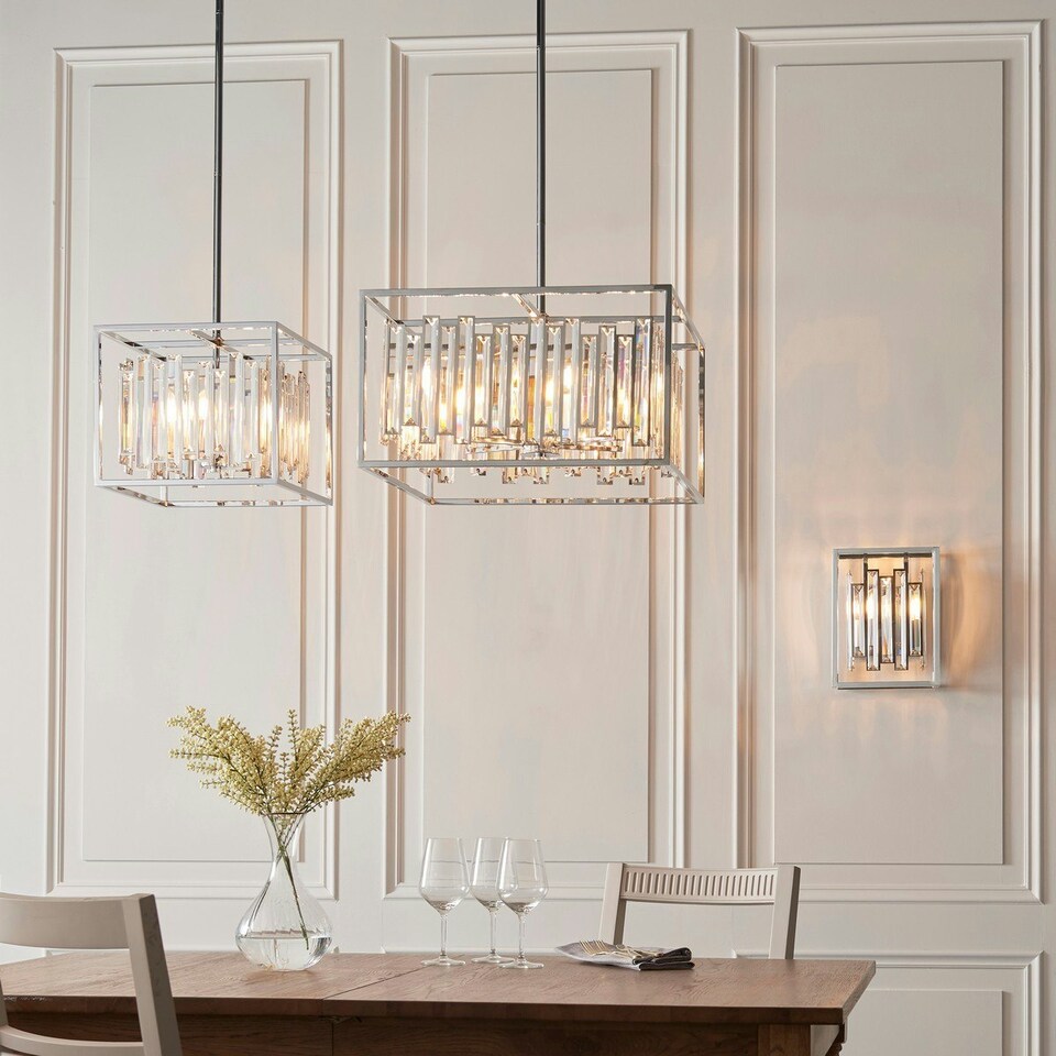 image 1 of Acadia 4 Light Ceiling Pendant Chrome Plate & Clear Crystal Glass, E14