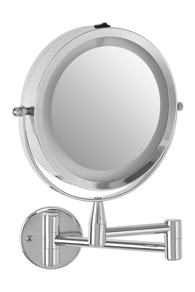 image 1 of Orsina Wall Mounted LED Mirror, Durable 29x18cm Chrome Bathroom Mirror, Swivel Design