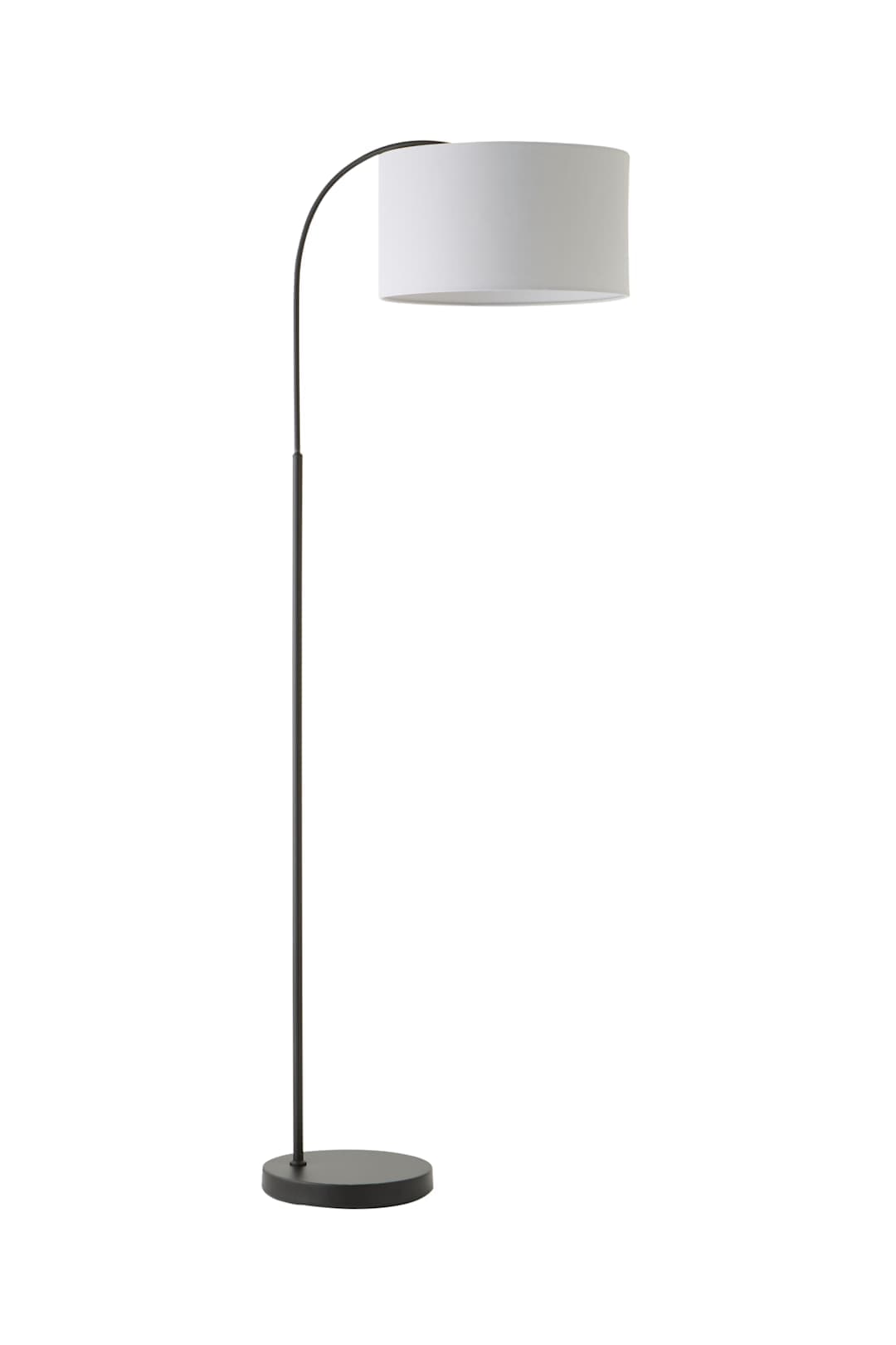 ValueLights Curva Black Floor Lamp Grey Shade