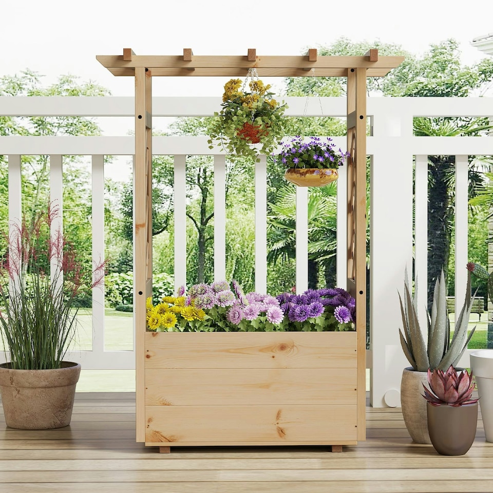 image 1 of COSTWAY Raised Garden Bed Wooden Planter Box Natural N/A