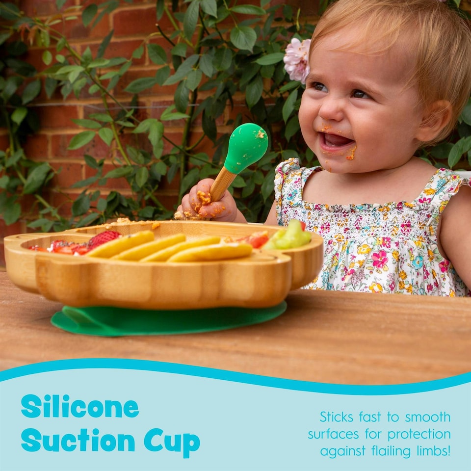 image 1 of Tiny Dining Children's Bamboo Suction Monkey Dinner Set - Blue