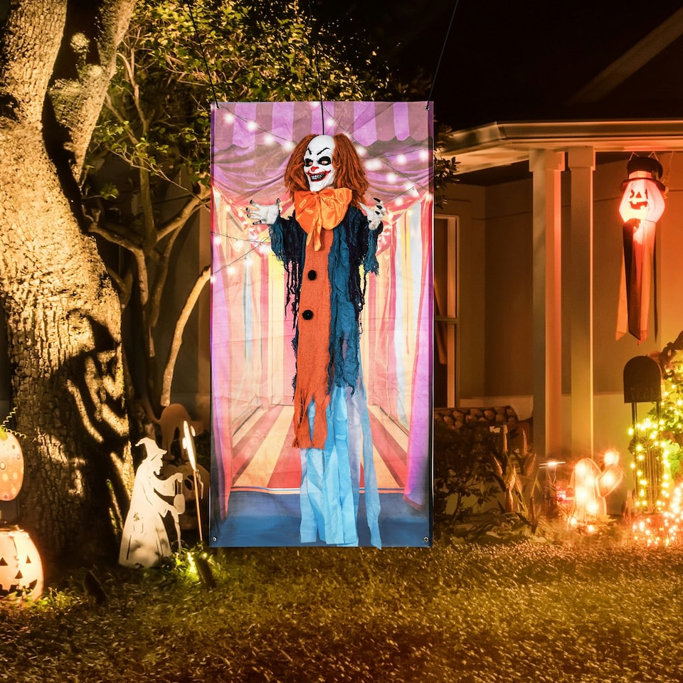image 1 of HOMCOM Circus Clown Halloween Decoration, Outdoor Animated Prop for Party