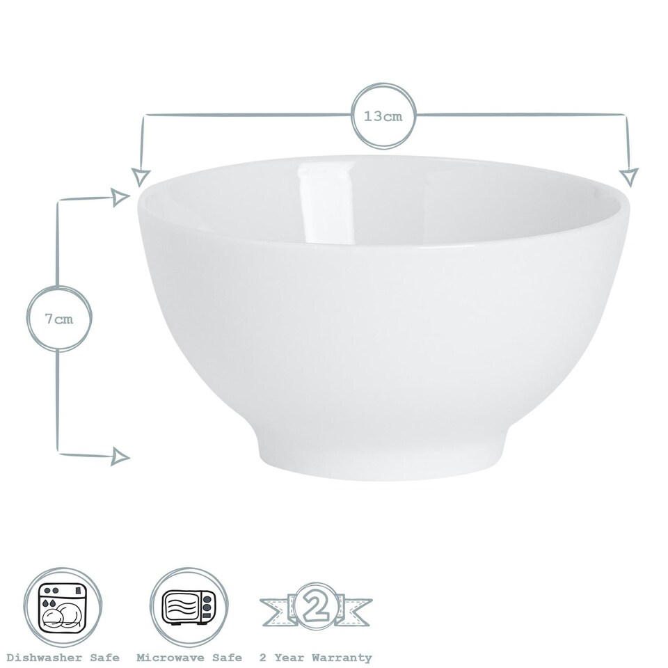 image 1 of Argon Tableware Classic White Rice Bowls - 13cm - Pack of 6 White