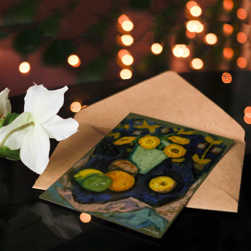 image 1 of Marsden Hartley Art Card Still Life with Flowers and Fruit