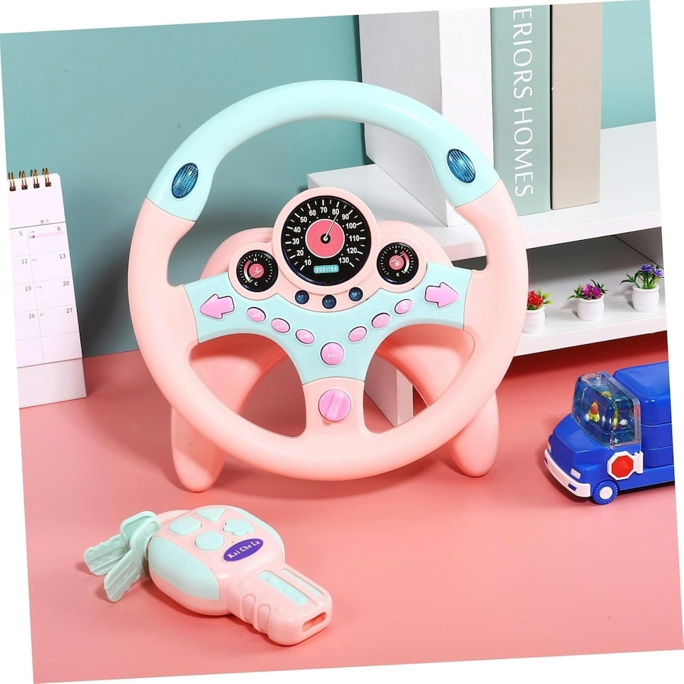 image 1 of Kids Pretend Driving Steering Wheel Toy – Backseat Car Playset with Lights, Sounds & Music, 360° Rotation, Suction Cup Mount