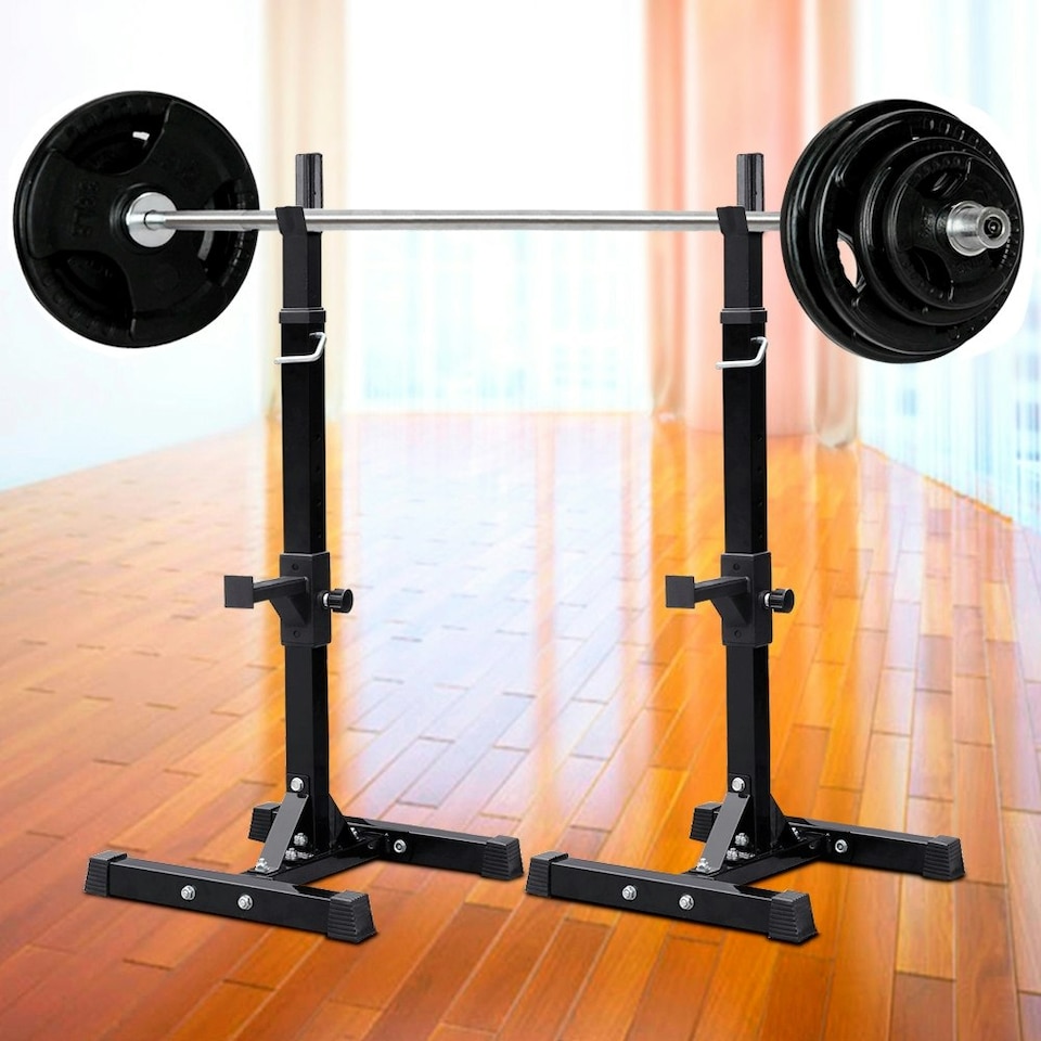 image 1 of Yaheetech Pair of Adjustable Squat Rack Black