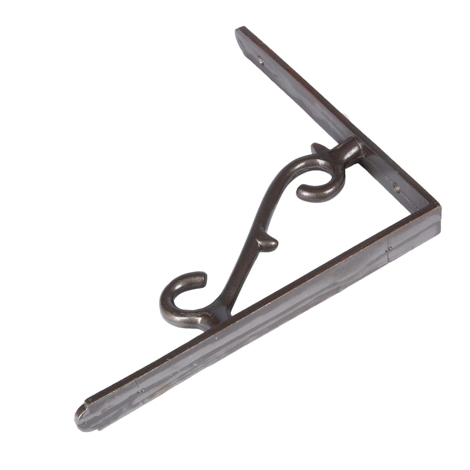 image 1 of Hammer & Tongs Scroll Iron Shelf Bracket - D205mm - Raw