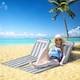 image 7 of Outsunny 2 Pieces Outdoor Beach Mat Steel Reclining Chair Set w/ Pillow Grey