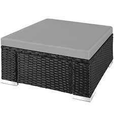 Footstool Bitonto - durable, UV-resistant polyrattan chair, 53 x 53 x 26 cm | Black | black/grey | One Size | 1