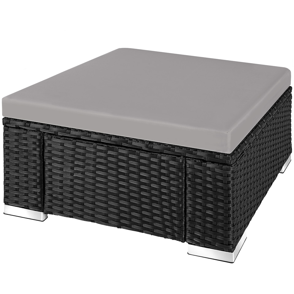 image 1 of Footstool Bitonto - durable, UV-resistant polyrattan chair, 53 x 53 x 26 cm | Black | black/grey | One Size | 1