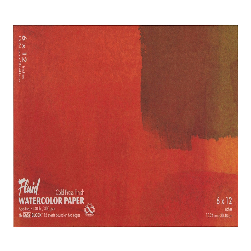 image 1 of Speedball Fluid Cold Press Watercolour Paper Block, White, 6 x 12inch