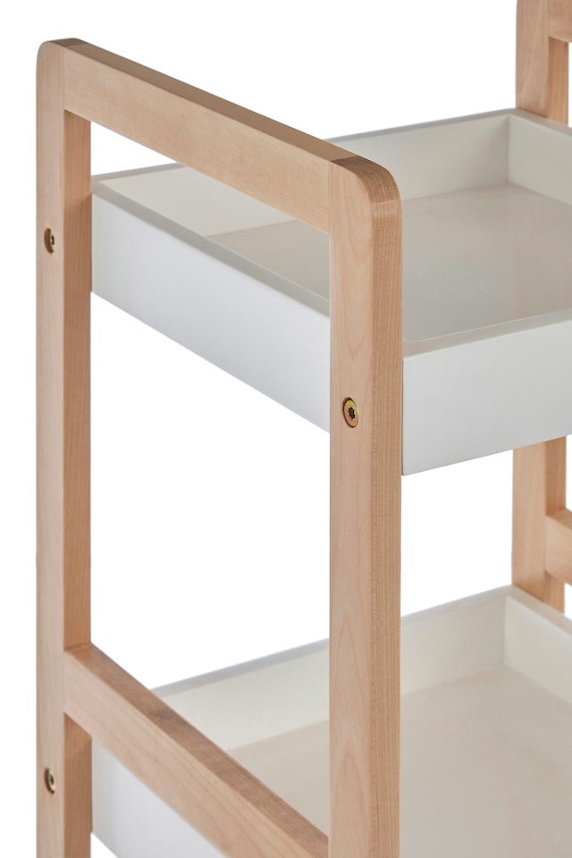 image 1 of ARLA 3 Tier  Bathroom Shelf Unit With Birchwood Frame | Cream
