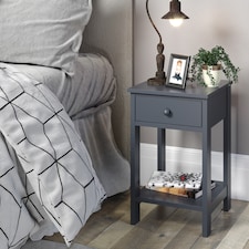 Options 1 Drawer Petite Bedside Cabinet - Shaker-Style Nightstand for Bedrooms | Blue | Blue | 1