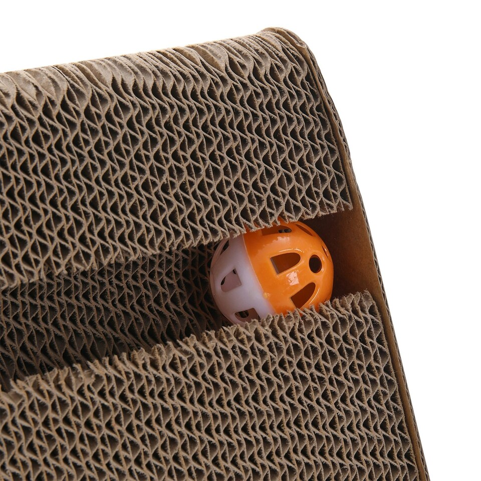 image 1 of Living and Home Triangle Cat Scratching Post with Bell Ball