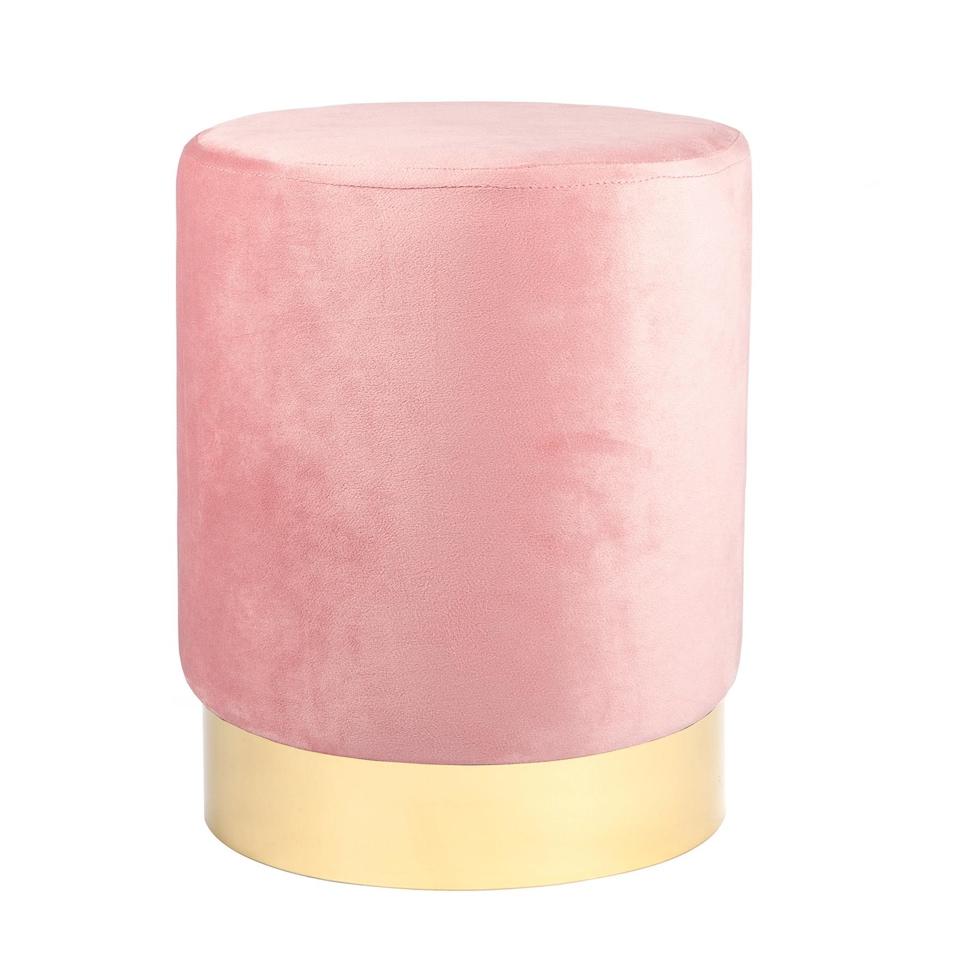 image 1 of Harbour Housewares Round Velvet Pouffe - 29 x 36cm - Pink | Pink | Pink