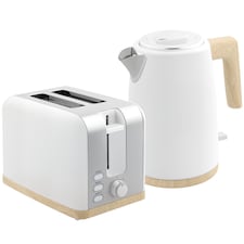 HOMCOM Stainless Steel Kettle and Toaster Set, 1.7L 3000W Fast Boil Kettle & 2 Slice Toaster Kitchen Set with 7 Level Browning Controls, Defrost, Reheat, Auto Off, Boil-dry Protection, White