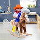 image 2 of HOMCOM Kids Children Plush Rocking Horse Wooden Base Ride On Toy Rocker with Handle Grip Traditional Toy Fun Gift for Age 3 Plus (Brown)