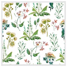 Watercolour leaves & flowers (Picture Frame) White | XL