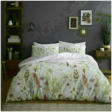 Meadow Floral Printed Duvet Cover Set Reversible Polycotton Beddings Multi | Double