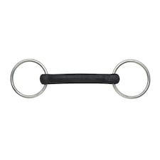 Shires Hard Rubber Horse Snaffle Bit - Black/Silver - 5.5in