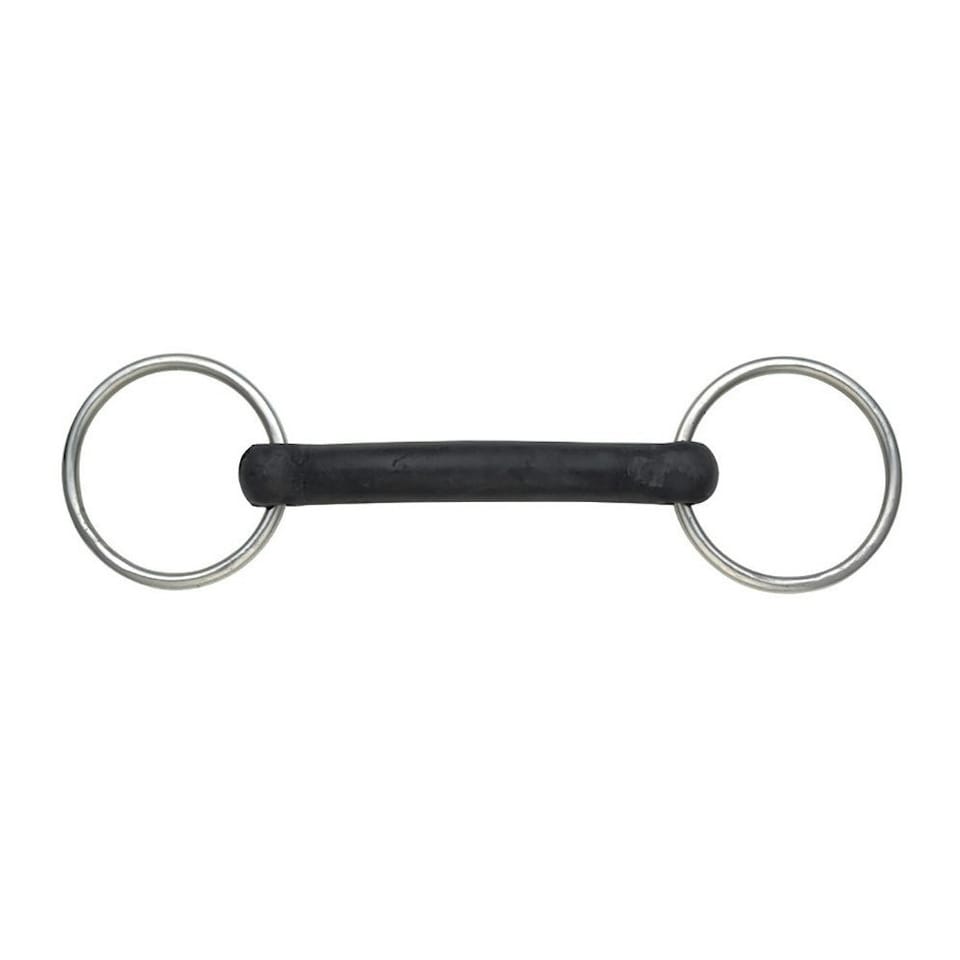 Shires Hard Rubber Horse Snaffle Bit - Black/Silver - 5.5in
