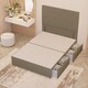 image 3 of Divan Bed Base with 4 Drawers & Plain Floor Standing Headboard Linen Fabric | Yellow | Beige