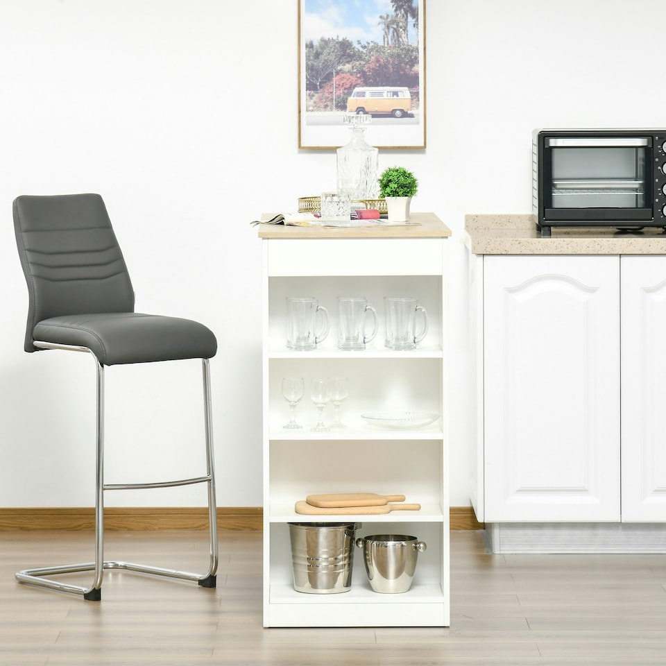 image 1 of HOMCOM Bar Table Coffee Table Kitchen Dining Table with 4-Tier Shelf