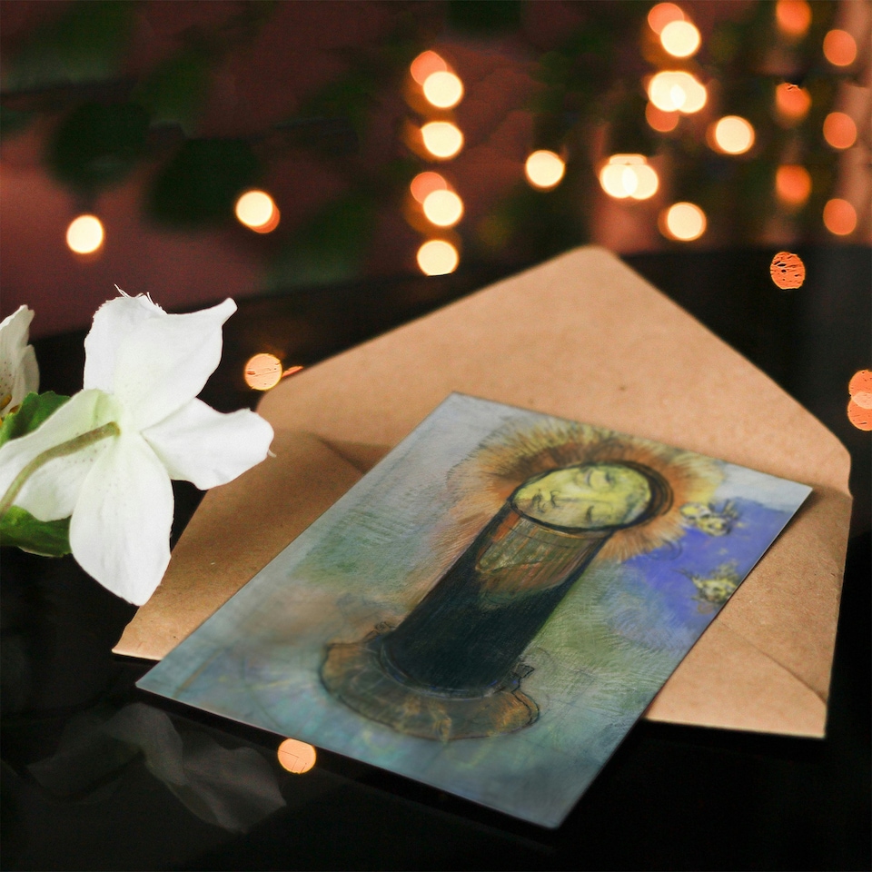 image 1 of Odilon Redon Art Card Head of John the Baptist on Pillar