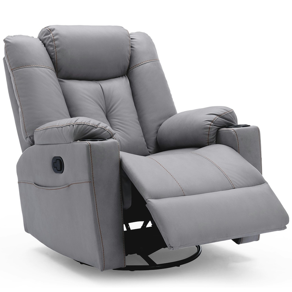 image 1 of Afton Electric Technology Fabric Auto Recliner USB Lounge Sofa Chair (Grey)